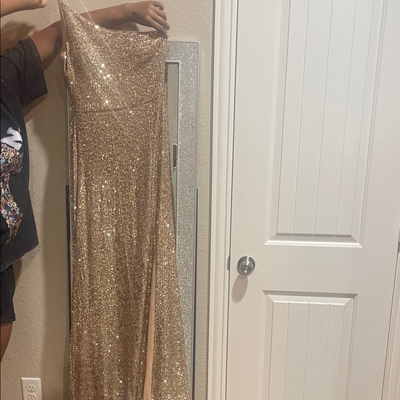 Xscape Gold Sequin Prom Dress - Picture 2 of 6